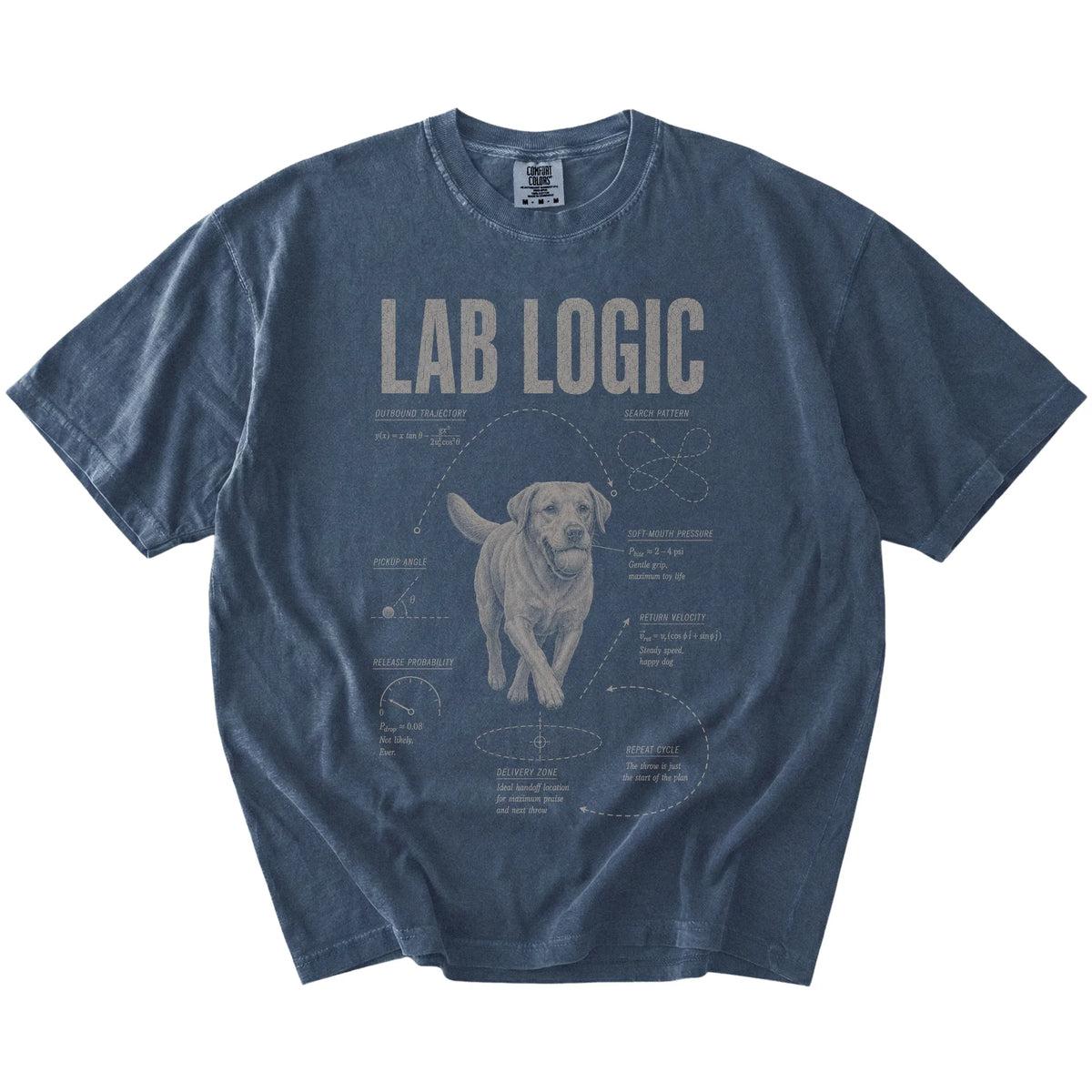 Denim Labrador Retriever Logic T-Shirt laid flat