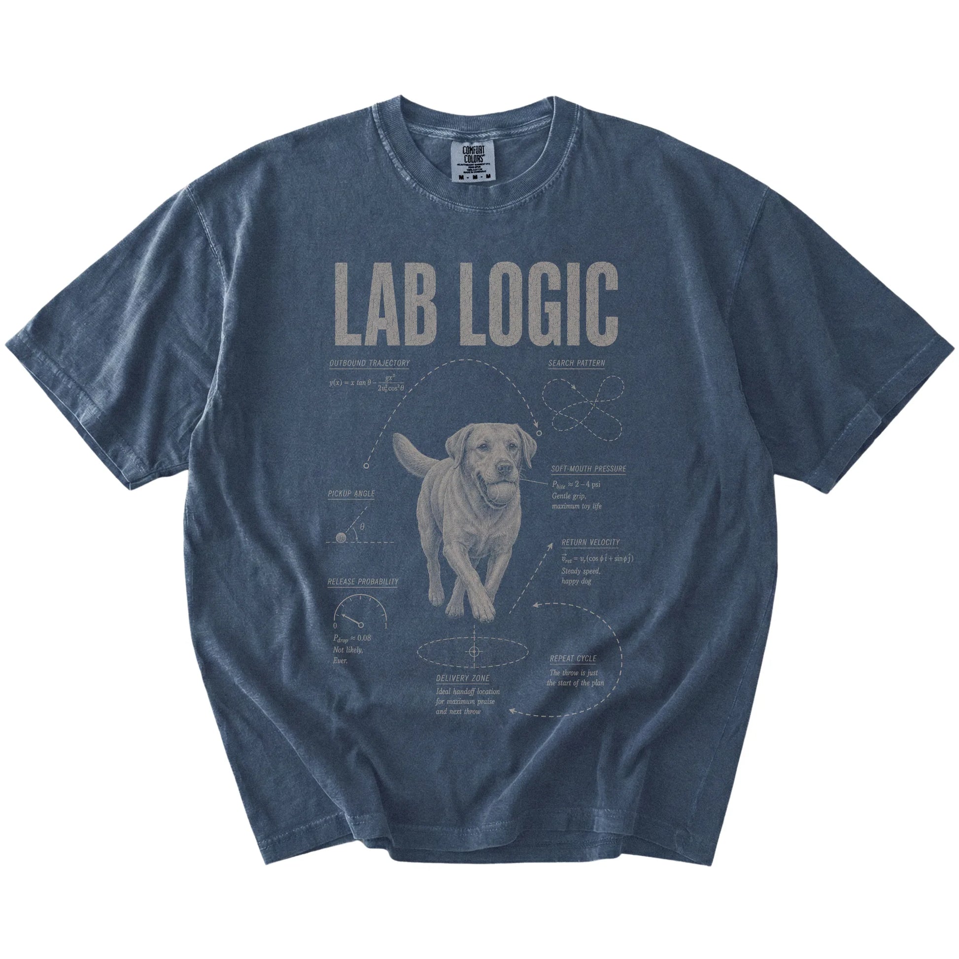 Denim Labrador Retriever Logic T-Shirt laid flat