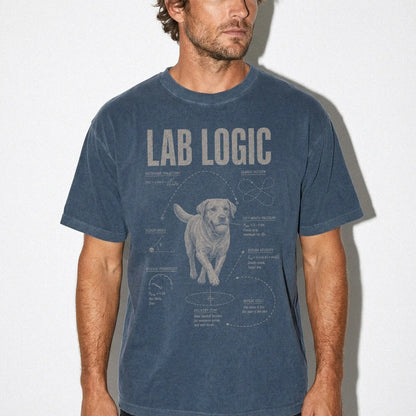 Man wearing a Denim Labrador Retriever Logic T-Shirt
