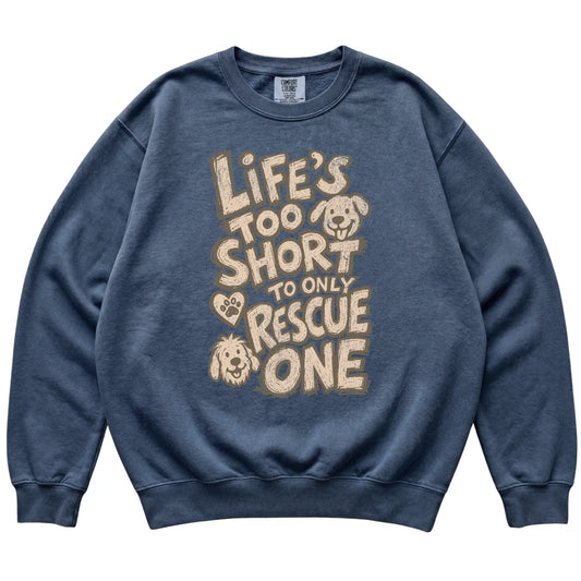 Denim Life's Too Short to Only Rescue One laid flat