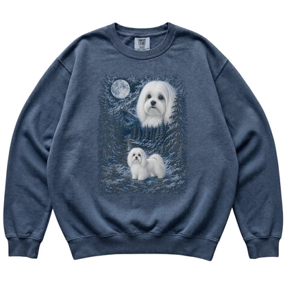 Maltese Forest Moon Sweatshirt in Denim
