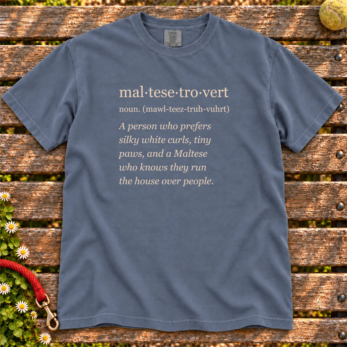 Denim Maltese Tro-Vert Comfort Colors T-shirt
