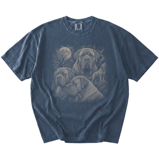 Vintage moon montage featuring Mastiff on a Denim Comfort Colors® T-shirt