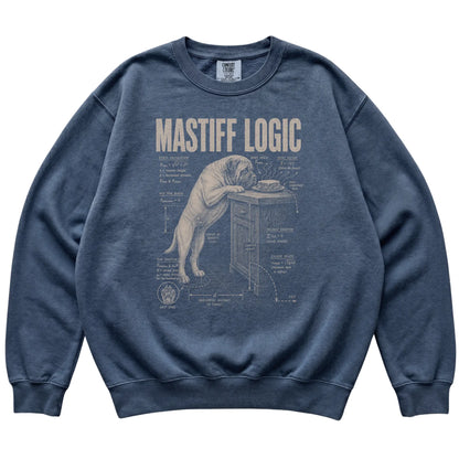 Denim Mastiff Logic sweatshirt laid flat