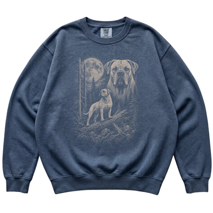 Denim Mastiff Moonlit Forest Comfort Colors sweatshirt, flat view