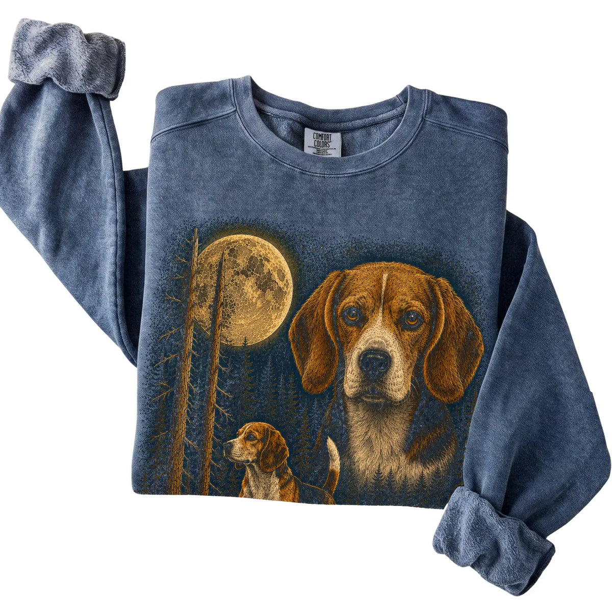 Beagle Wildwood Moon Sweatshirt in Denim