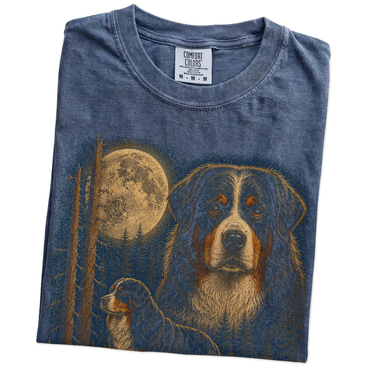 Denim Bernese Mountain Dog Wildwood Moon t-shirt