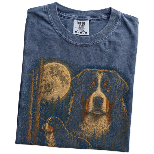 Denim Bernese Mountain Dog Wildwood Moon t-shirt