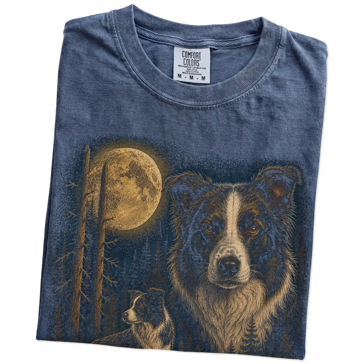 Denim Border Collie Wildwood Moon t-shirt