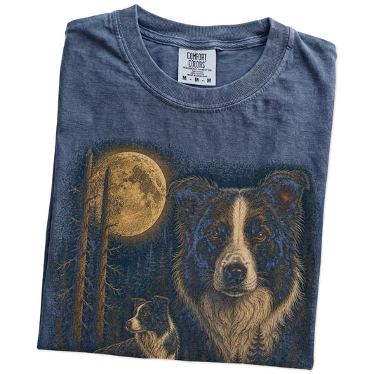 Denim Border Collie Wildwood Moon t-shirt