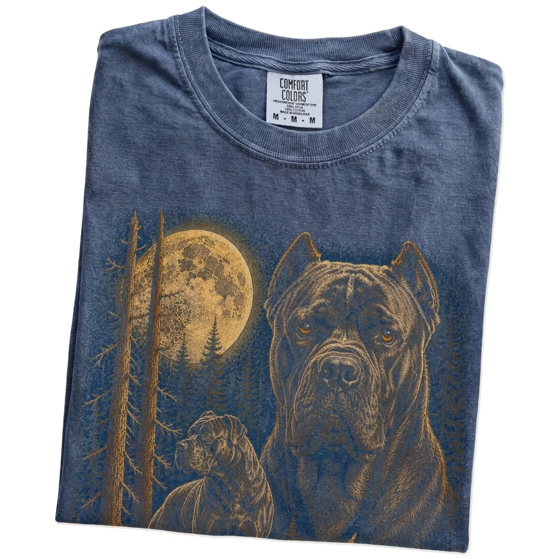Folded Denim Cane Corso full-color Moonlit Forest t-shirt