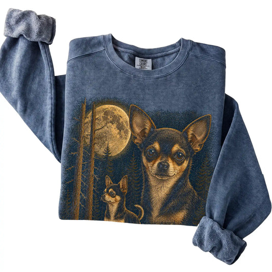 Chihuahua Wildwood Moon Sweatshirt in Denim