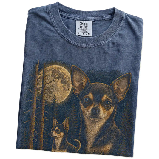 Denim Chihuahua Wildwood Moon t-shirt