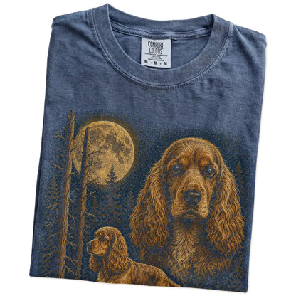 Denim Cocker Spaniel Wildwood Moon t-shirt