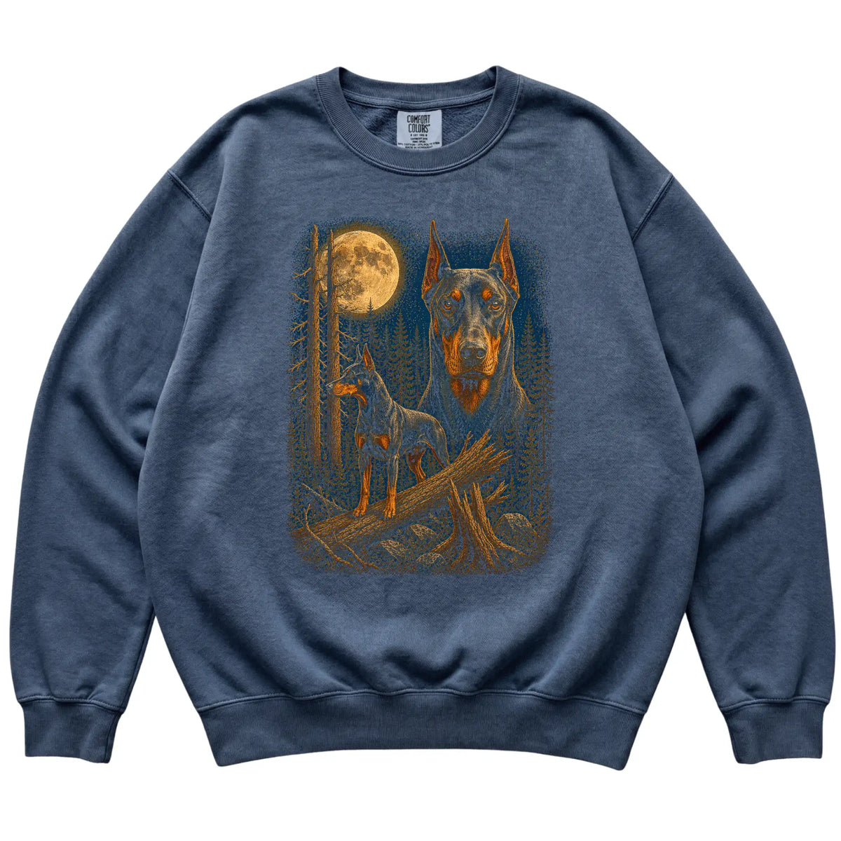 Doberman Wildwood Moon Sweatshirt in Denim