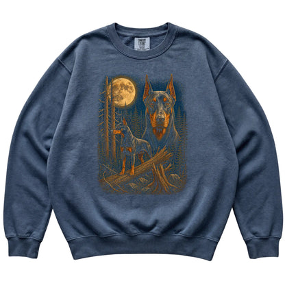 Doberman Wildwood Moon Sweatshirt in Denim