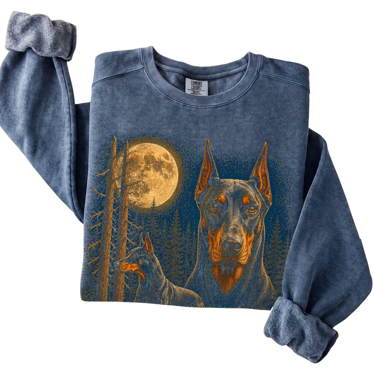 Doberman Wildwood Moon Sweatshirt in Denim