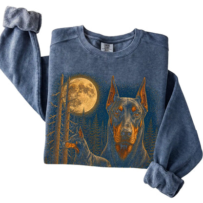 Doberman Wildwood Moon Sweatshirt in Denim