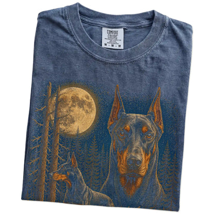 Denim Doberman Wildwood Moon t-shirt