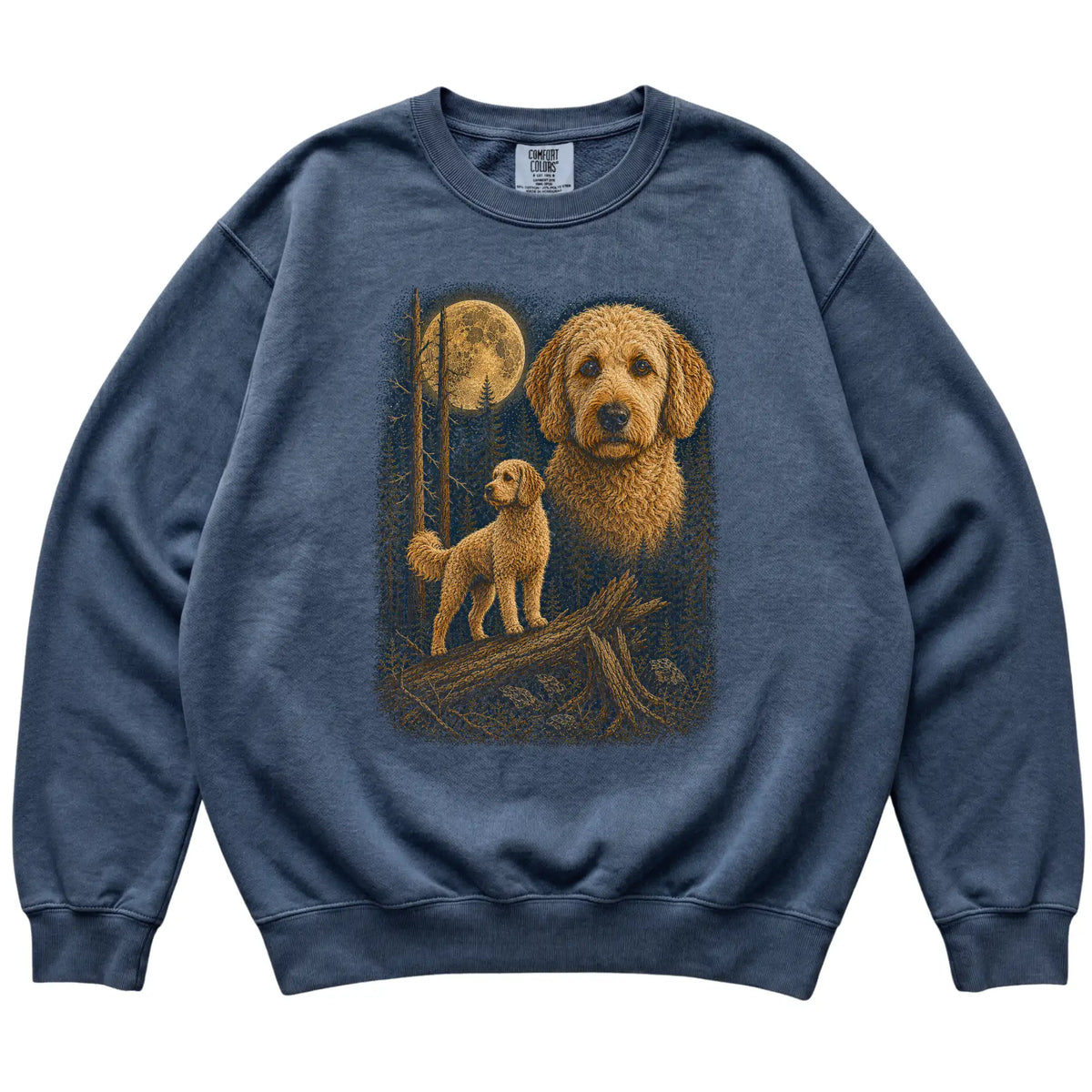 Goldendoodle Wildwood Moon Sweatshirt in Denim
