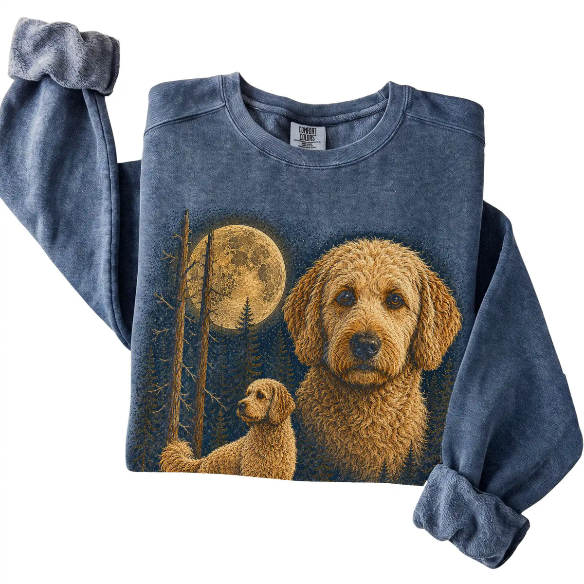 Goldendoodle Wildwood Moon Sweatshirt in Denim