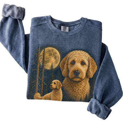 Goldendoodle Wildwood Moon Sweatshirt in Denim