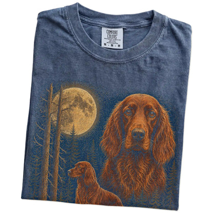Folded Denim Irish Setter full-color Moonlit Forest t-shirt