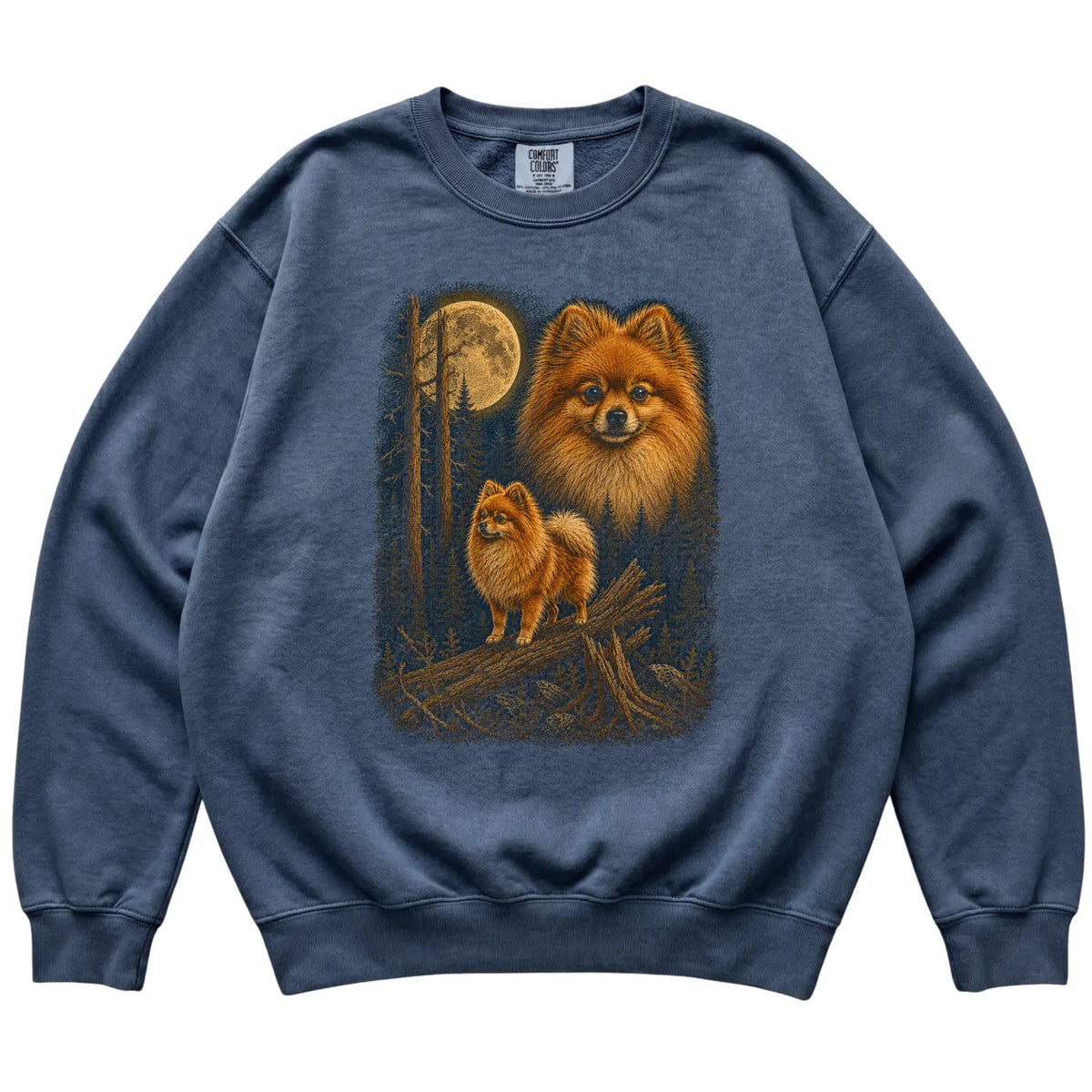 Pomeranian Wildwood Moon Sweatshirt in Denim