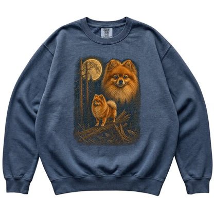 Pomeranian Wildwood Moon Sweatshirt in Denim