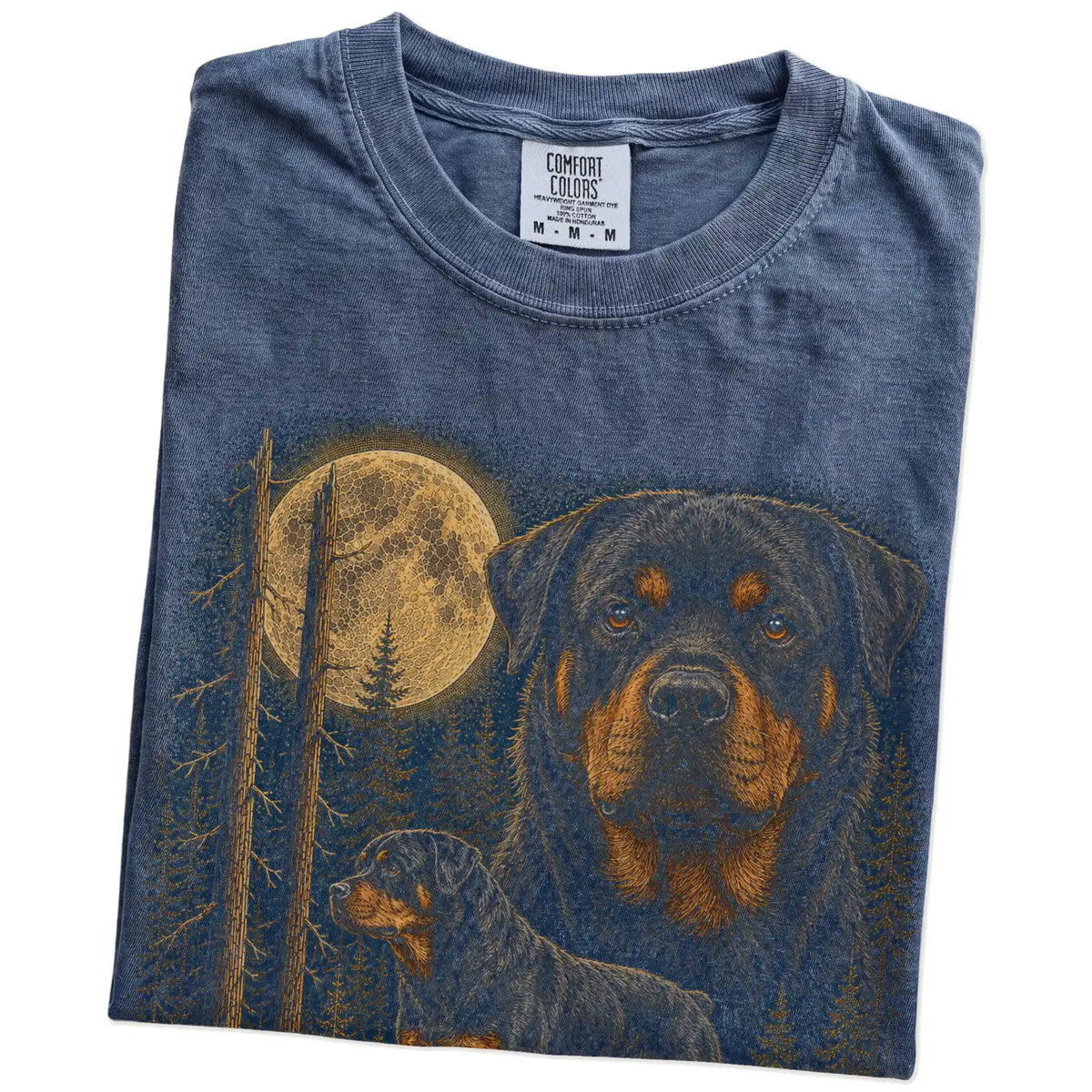 Denim Rottweiler Wildwood Moon t-shirt