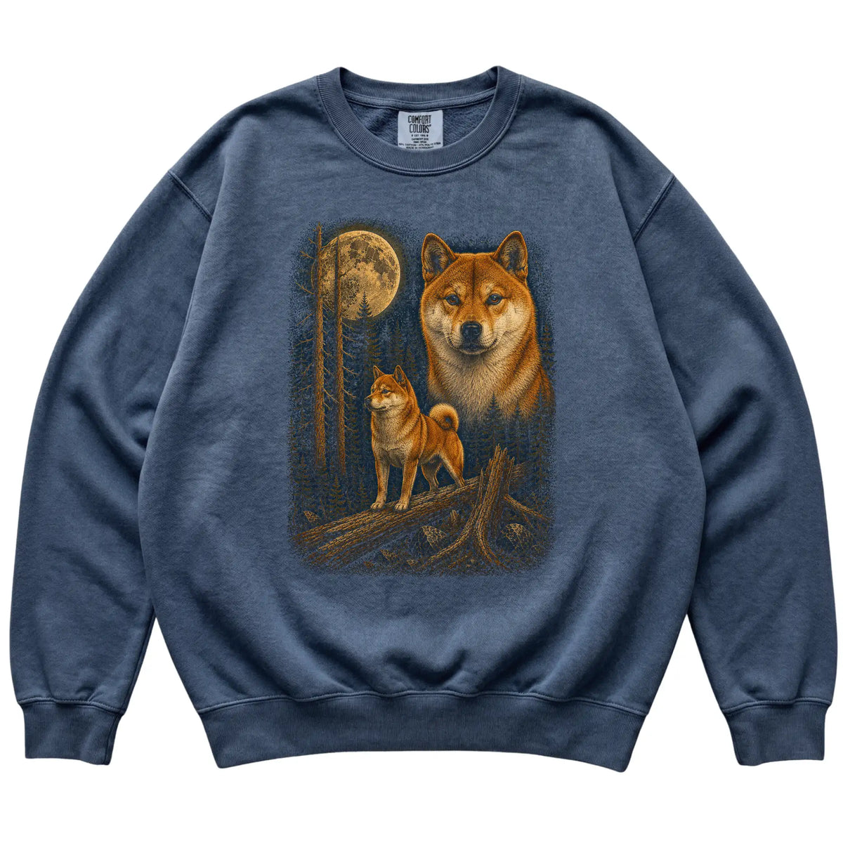 Shiba Inu Wildwood Moon Sweatshirt in Denim