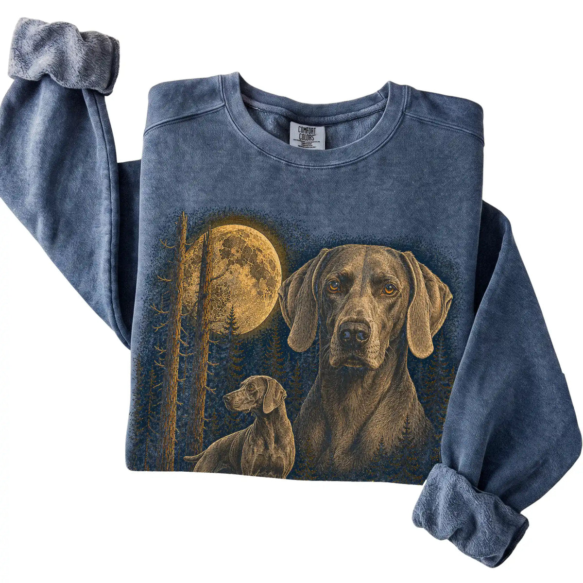 Weimaraner Wildwood Moon Sweatshirt in Denim