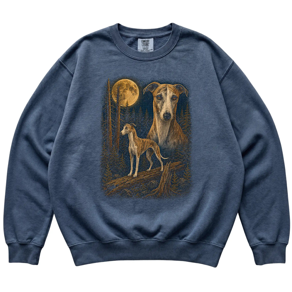 Whippet Wildwood Moon Sweatshirt in Denim