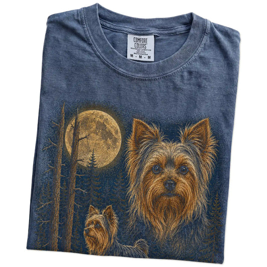 Denim Yorkie Wildwood Moon t-shirt