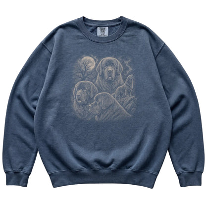 Newfie 90s Moon Sweatshirt in Denim — flat lay