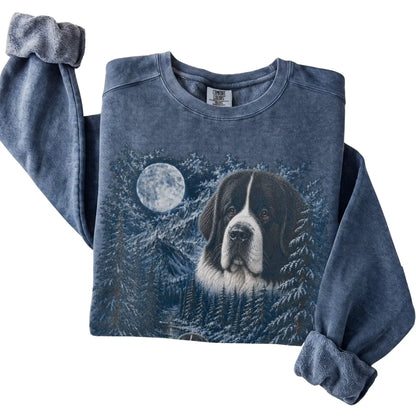 Newfie Forest Moon Sweatshirt in Denim