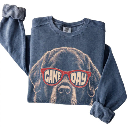 Denim Newfie Game Day Sunglasses sweatshirt, folded