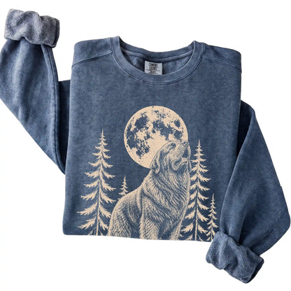 Newfie Howling at the Moon Comfort Colors sweatshirt in Denim