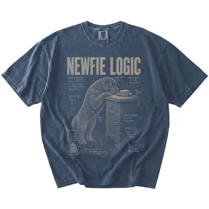 Denim Newfie Logic t-shirt laid flat