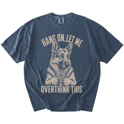 Denim Overthinking German Shepherd T-Shirt laid flat