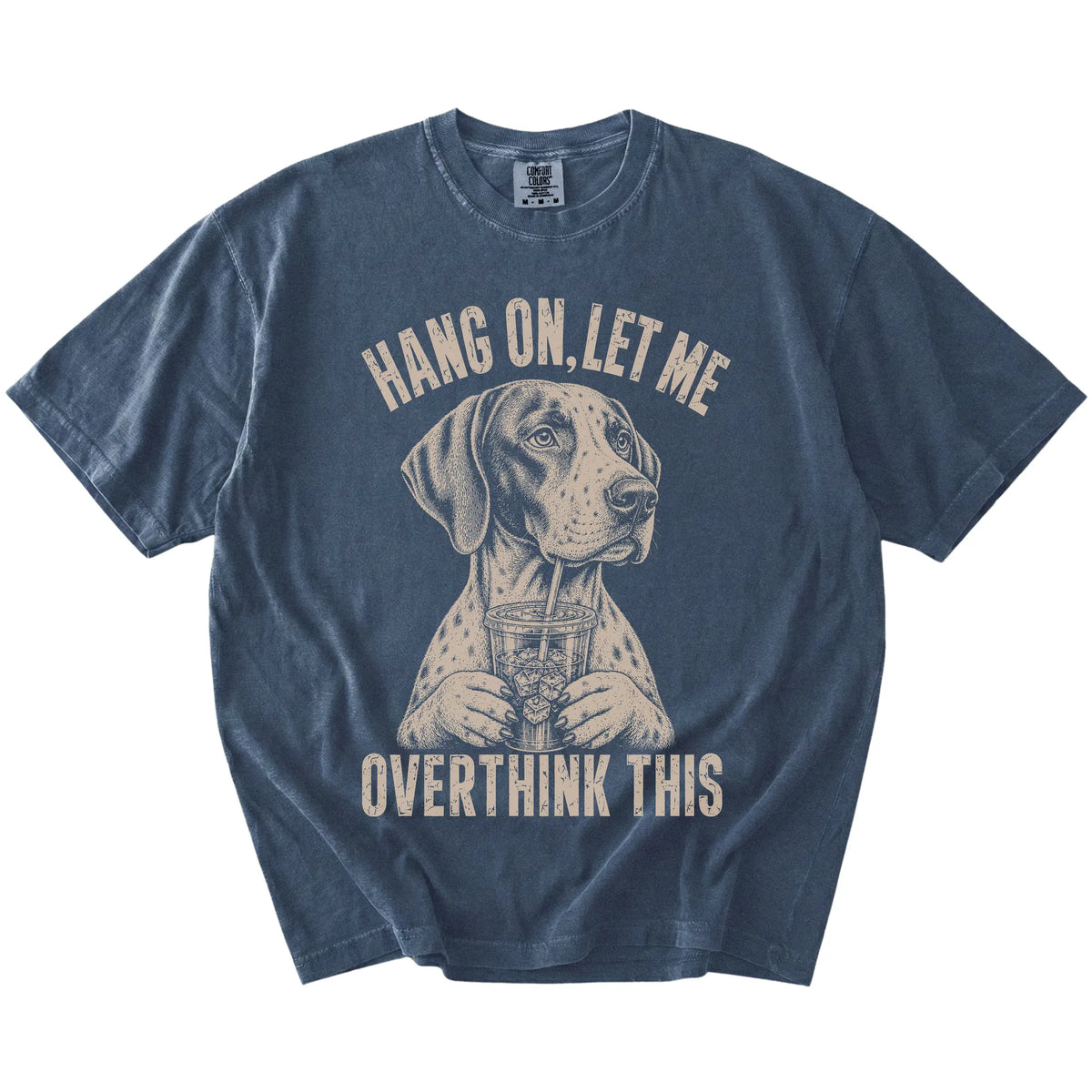 Denim Overthinking Pointer T-Shirt laid flat