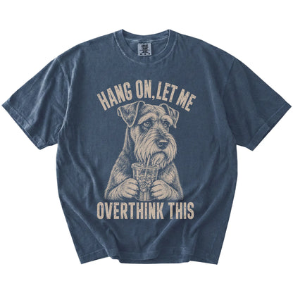 Denim Overthinking Schnauzer T-Shirt laid flat