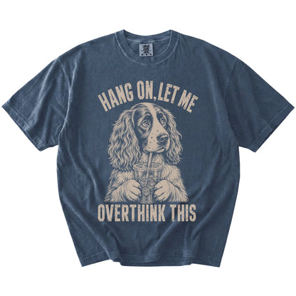 Denim Overthinking Springer Spaniel T-Shirt laid flat