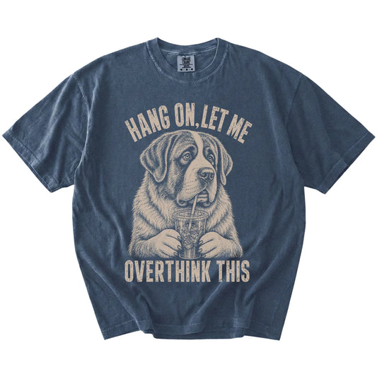 Denim Overthinking St Bernard T-Shirt laid flat