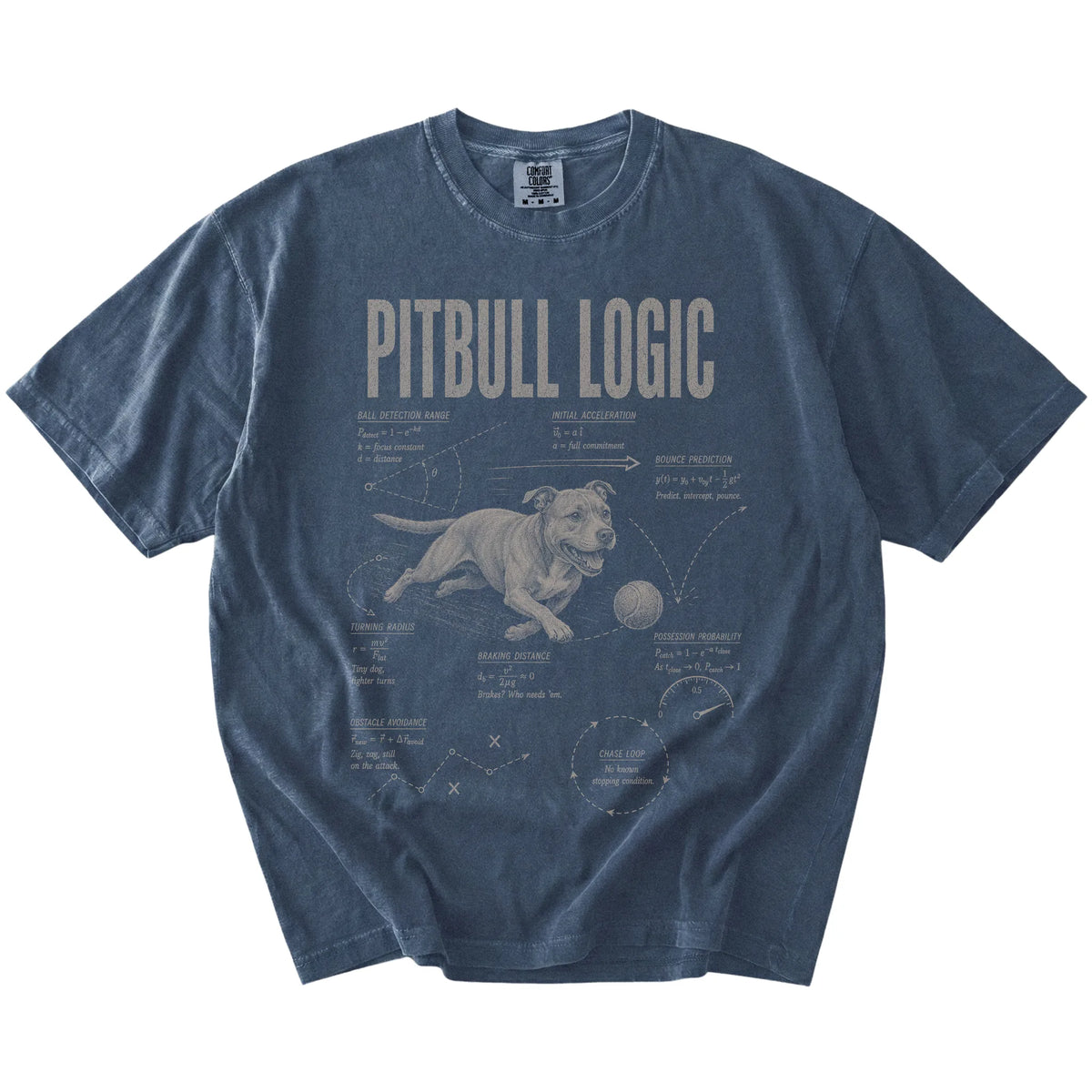 Denim Pitbull Logic T-Shirt laid flat