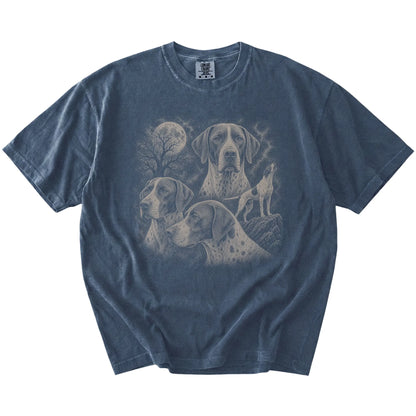 Vintage moon montage featuring Pointer on a Denim Comfort Colors® T-shirt