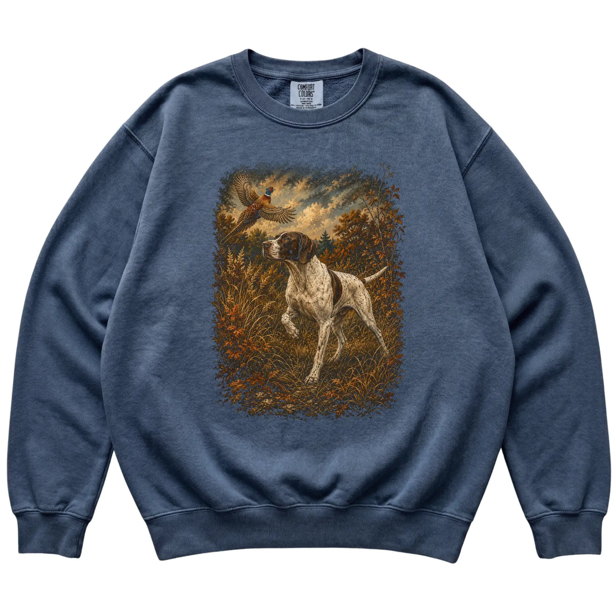 Pointer Pheasant Hunting Sweatshirt in Denim