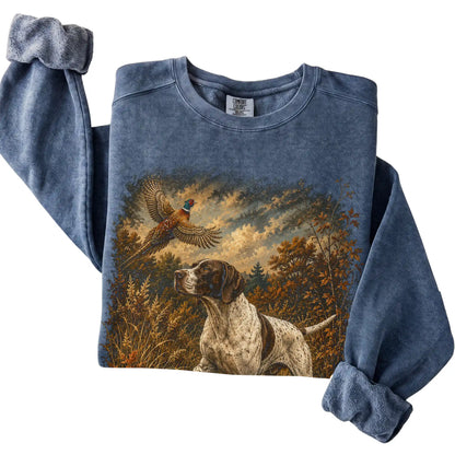 Pointer Pheasant Hunting Sweatshirt in Denim