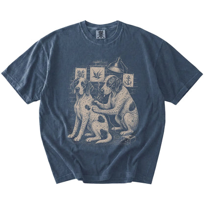 Denim Pointer Tattoo t-shirt laid flat