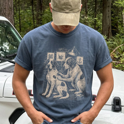 Person wearing a Denim Pointer Tattoo t-shirt